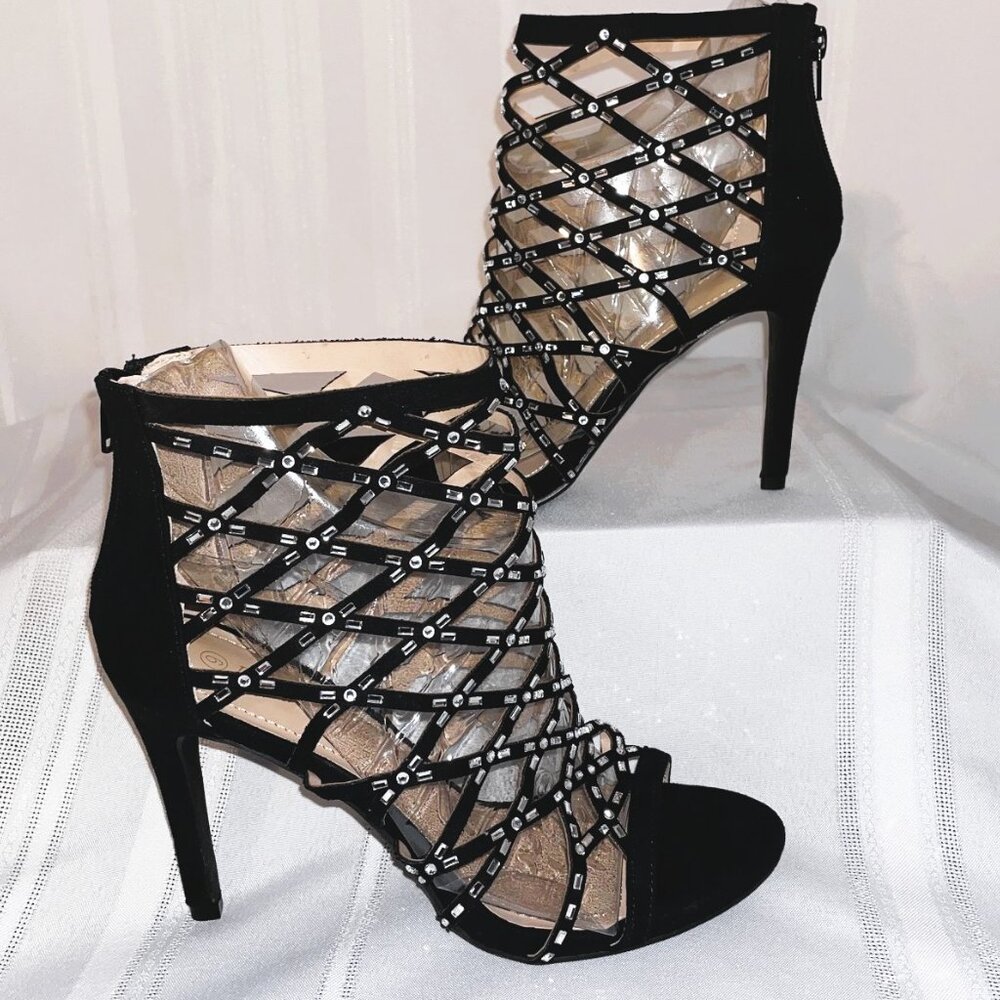 DREAM PAIRS Strappy Stiletto Rhinestone Ankle High Sandals NEW Size 9 New!